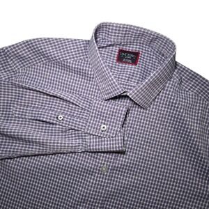 UNTUCKit Marcanoa Regular Fit Button Shirt Mens Large Purple Gingham Polyester
